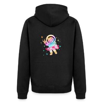 NILS - Beautiful boy name with cute astronaut - Unisex Premium Organic Zip Hoodie - black - Back - Nico (187cm)
