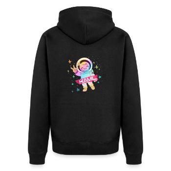 KAMIL - Beau nom de garçon avec astronaute mignon - Veste à capuche bio Premium Unisexe - noir - Dos - Nico (187cm)