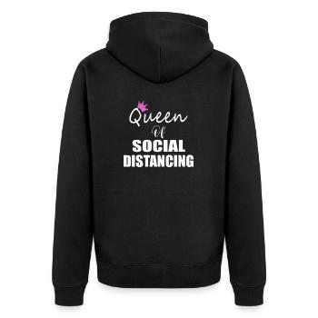 Queen of Social Distancing Social Distance - Unisex Premium Bio Zip Hoodie - Schwarz - Hinten - Nico (187cm)