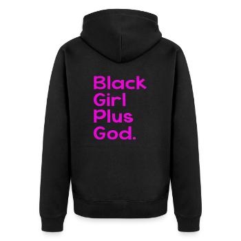 Black Girl Plus God - Unisex Premium Bio Zip Hoodie - Schwarz - Hinten - Nico (187cm)