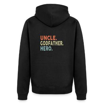 Uncle Godfather Hero - Unisex Premium Organic Zip Hoodie - black - Back - Nico (187cm)