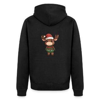 Elch Weihnachten - Unisex Premium Bio Zip Hoodie - Schwarz - Hinten - Nico (187cm)