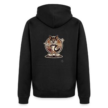 Retro Cartoon Hund – Lustiges Hunde-Design - Unisex Premium Bio Zip Hoodie - Schwarz - Hinten - Nico (187cm)