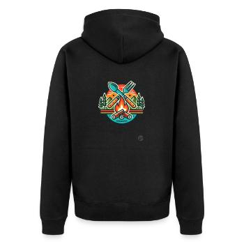 Camping Besteck und Lagerfeuer Essen - Unisex Premium Bio Zip Hoodie - Schwarz - Hinten - Nico (187cm)