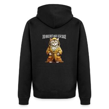 CAT BATHROBE YOU DO WHAT I SAY - Unisex Premium Organic Zip Hoodie - black - Back - Nico (187cm)