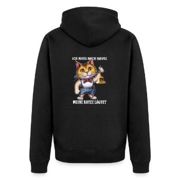 MY CAT RINGS - Unisex Premium Organic Zip Hoodie - black - Back - Nico (187cm)
