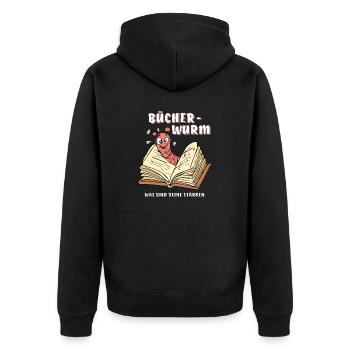 BOOK WORM BOOKWORM STRENGTHEN - Unisex Premium Organic Zip Hoodie - black - Back - Nico (187cm)