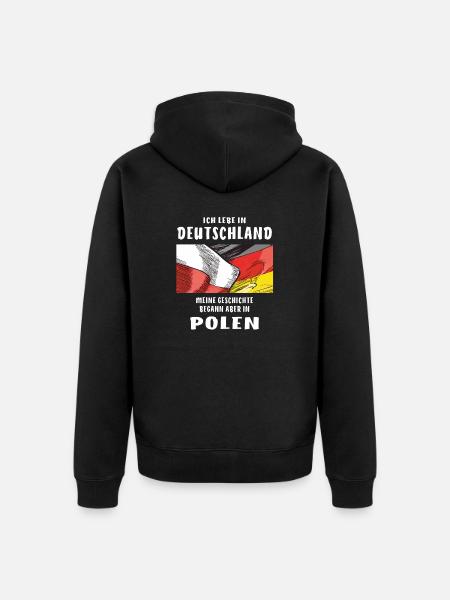 POLAND GERMANY I LIVE IN - Unisex Premium Organic Zip Hoodie - black