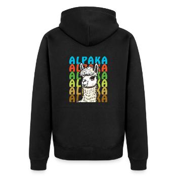 ALPAKA - Unisex Premium Bio Zip Hoodie - Schwarz - Hinten - Nico (187cm)