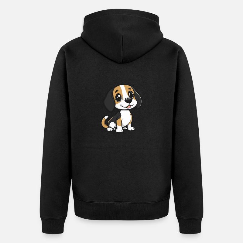 Beagle Hund Comic Niedlich - Unisex Premium Bio Zip Hoodie - Schwarz