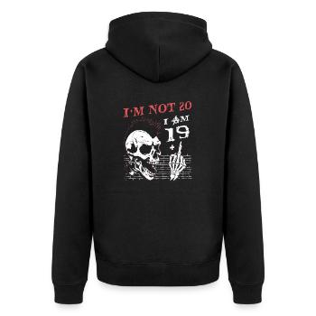 20e anniversaire squelette main - j’ai 19 ans plus le milieu - Veste à capuche bio Premium Unisexe - noir - Dos - Nico (187cm)