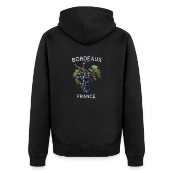Bordeaux Médoc Frankreich Traube Weinberg Kunst - Unisex Premium Bio Zip Hoodie - Schwarz - Hinten - Nico (187cm)