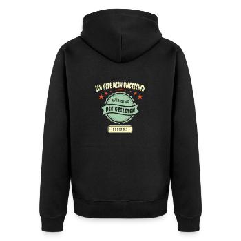 Wir sind die Geilsten hier - Unisex Premium Bio Zip Hoodie - Schwarz - Hinten - Nico (187cm)
