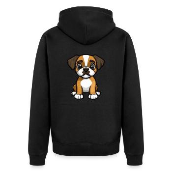 Boxer Hund Comic Niedlich - Unisex Premium Bio Zip Hoodie - Schwarz - Hinten - Nico (187cm)