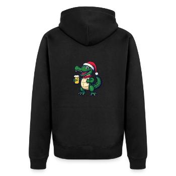 Alligator Weihnachten Bier - Unisex Premium Bio Zip Hoodie - Schwarz - Hinten - Nico (187cm)