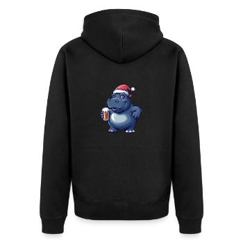 Nilpferd Weihnachten Bier - Unisex Premium Bio Zip Hoodie - Schwarz - Hinten - Nico (187cm)