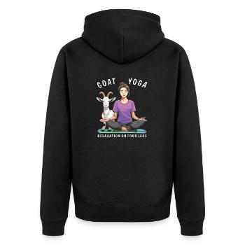 CHÈVRE YOGA RELAXATION SUR QUATRE PATTES - Veste à capuche bio Premium Unisexe - noir - Dos - Nico (187cm)