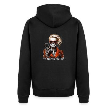 SKELETON WOMAN IT'S TIME TO CALL ME - Unisex Premium Organic Zip Hoodie - black - Back - Nico (187cm)