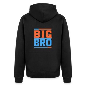 BIG BRO - Unisex Premium Organic Zip Hoodie - black - Back - Nico (187cm)