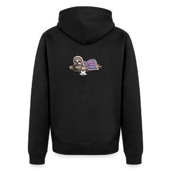 Buch Nerd Boooks Bibliothekar Faultier Lesung - Unisex Premium Bio Zip Hoodie - Schwarz - Hinten - Nico (187cm)