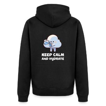 keep calm and hydrate - Unisex Premium Organic Zip Hoodie - black - Back - Nico (187cm)