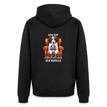 DOG NEW DAY NEW WORRIES - Unisex Premium Organic Zip Hoodie - black - Back - Nico (187cm)