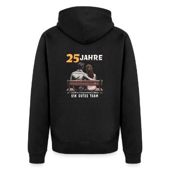 25 YEARS A GOOD TEAM MAN WOMAN - Unisex Premium Organic Zip Hoodie - black - Back - Nico (187cm)