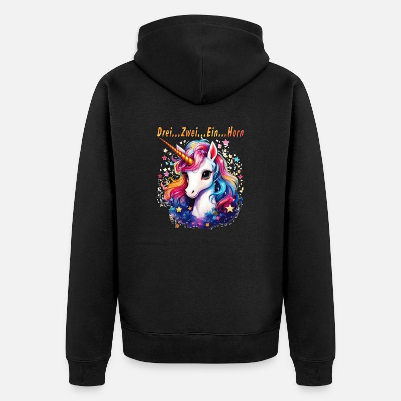 Three... Two... ONE... HORN - Unisex Premium Organic Zip Hoodie - black