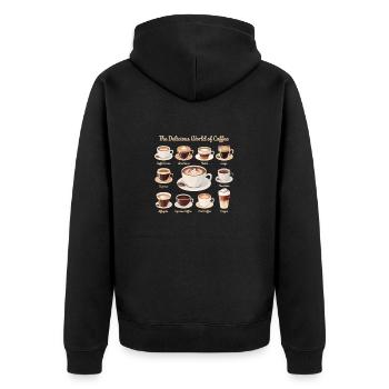 Die leckere Welt des Kaffee - Kaffee - Unisex Premium Bio Zip Hoodie - Schwarz - Hinten - Nico (187cm)