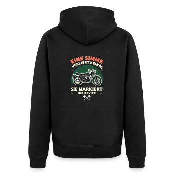 Simson DDR Moped Simson fan s51 ddr - Unisex Premium Bio Zip Hoodie - Schwarz - Hinten - Nico (187cm)