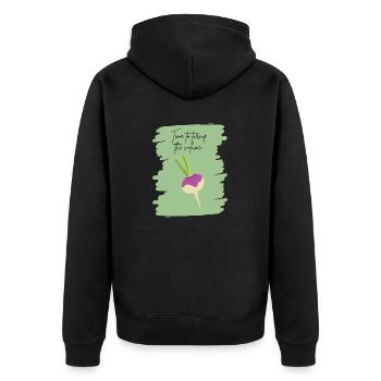 Time to Turnip the Volume – Funny Veggie Art - Unisex Premium Organic Zip Hoodie - black - Back - Nico (187cm)