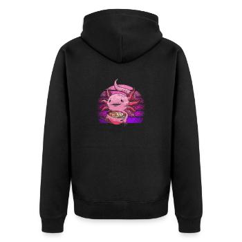 Mexican Salamander Kawaii Ramen Axolotl - Unisex Premium Organic Zip Hoodie - black - Back - Nico (187cm)