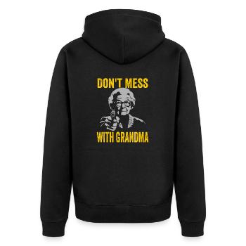 Don't Mess with Grandma - Unisex Premium Organic Zip Hoodie - black - Back - Nico (187cm)