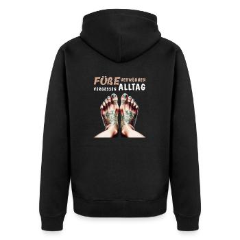 PAMPER YOUR FEET FORGET EVERYDAY LIFE - Unisex Premium Organic Zip Hoodie - black - Back - Nico (187cm)