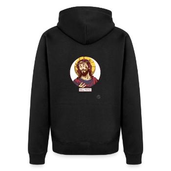 Jésus calme dit : Détendez-vous, les gens - Veste à capuche bio Premium Unisexe - noir - Dos - Nico (187cm)