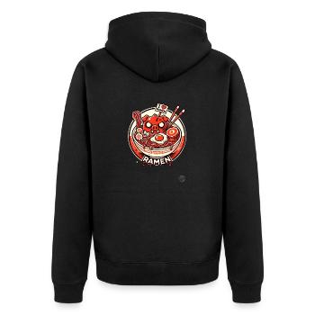Japanischer Ramen Eier Speck und Schweinefleisch - Unisex Premium Bio Zip Hoodie - Schwarz - Hinten - Nico (187cm)