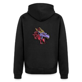 Fantasy RPG Dragon Magic Dungeon - Unisex Premium Bio Zip Hoodie - Schwarz - Hinten - Nico (187cm)