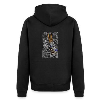 Fantasy RPG Wolf Magic Dungeon - Unisex Premium Organic Zip Hoodie - black - Back - Nico (187cm)