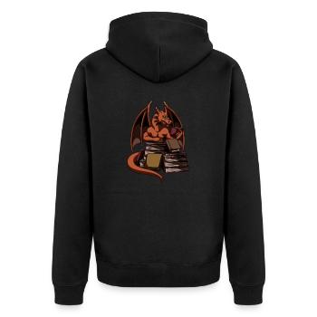 Dragon Reading Magic Dungeon - Unisex Premium Organic Zip Hoodie - black - Back - Nico (187cm)