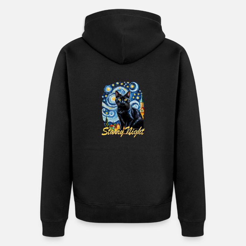 Nachtschwarze Katze Night Black Cat - Veste à capuche bio Premium Unisexe - noir