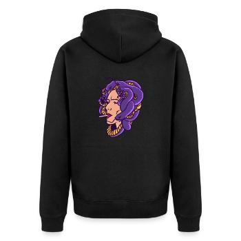 Ancient God Greek Medussa Mythology - Unisex Premium Organic Zip Hoodie - black - Back - Nico (187cm)