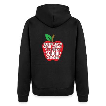 School Custodian Janitorial Staff Funny Cleaning - Unisex Premium Organic Zip Hoodie - black - Back - Nico (187cm)