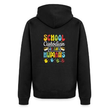 Gardien D’école De Minuscules Humains Drôle Concierge - Veste à capuche bio Premium Unisexe - noir - Dos - Nico (187cm)