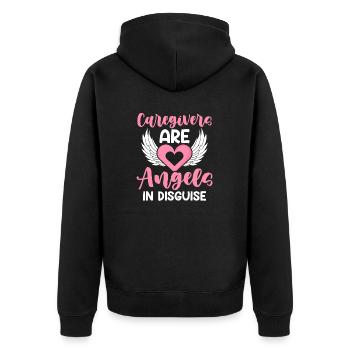 Pflegekräfte sind Engel Lustiges Pflegeheim - Unisex Premium Bio Zip Hoodie - Schwarz - Hinten - Nico (187cm)