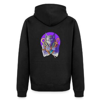 Hieroglyphs Anubis Egyptian Mythology - Unisex Premium Organic Zip Hoodie - black - Back - Nico (187cm)