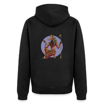 Hiéroglyphes Roi Tut Mythologie égyptienne - Veste à capuche bio Premium Unisexe - noir - Dos - Nico (187cm)