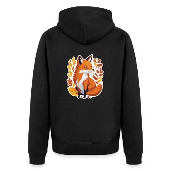 Fox in Autumn #4 - Unisex Premium Organic Zip Hoodie - black - Back - Nico (187cm)