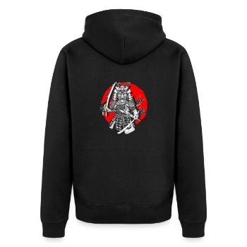 Kanji Katana Oni Demon Ninja Samurai - Unisex Premium Bio Zip Hoodie - Schwarz - Hinten - Nico (187cm)