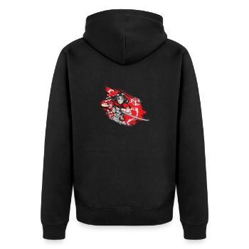 Kanji Japan Japanisches Mädchen Ninja Samurai - Unisex Premium Bio Zip Hoodie - Schwarz - Hinten - Nico (187cm)