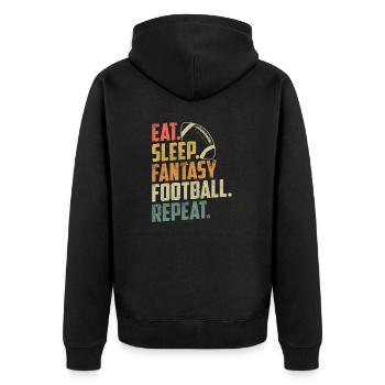 Manger Dormir Fantasy Football Répéter Rétro Drôle FFL - Veste à capuche bio Premium Unisexe - noir - Dos - Nico (187cm)